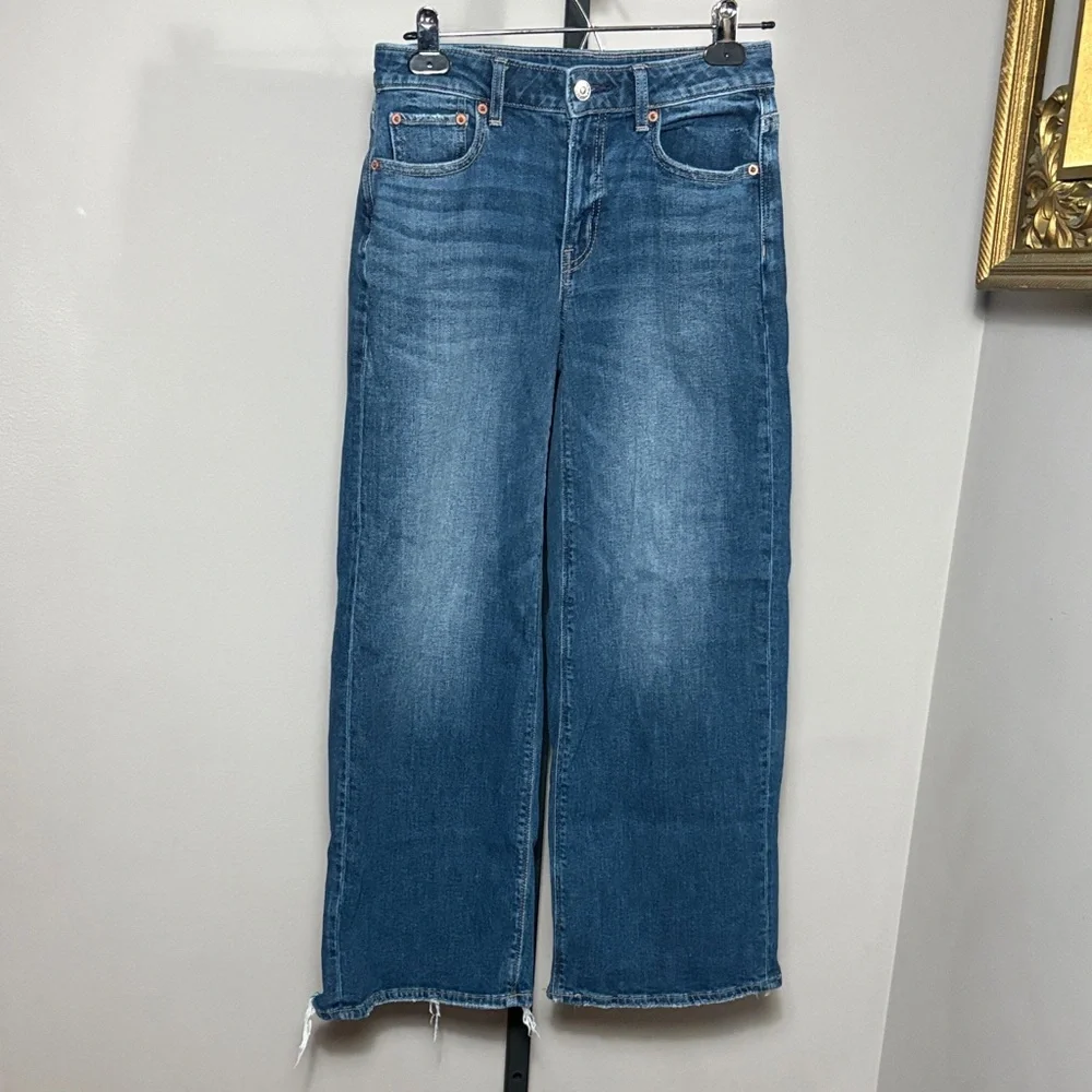 American Eagle AEO Size 00 Short Low Rise Baggy Wide Leg Denim Jeans